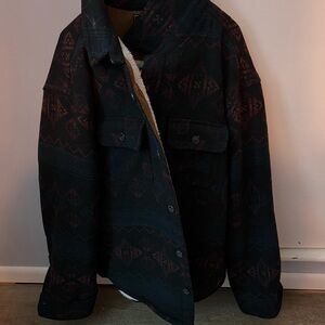 Jachs Black and Red Patterned Shirt Jacket